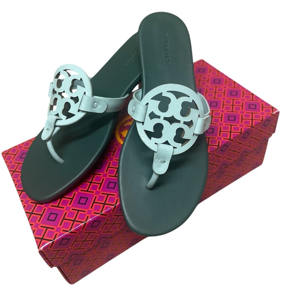 Tory Burch Miller Soft Light Blue and Green Sandal Size 7.5 - Picture 7 of 7